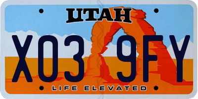 UT license plate X039FY
