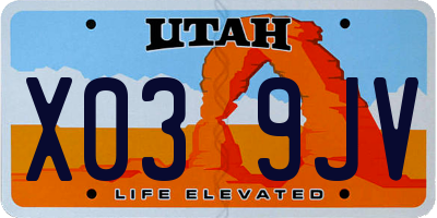 UT license plate X039JV