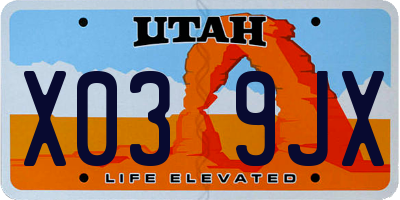 UT license plate X039JX