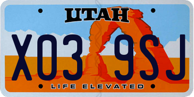 UT license plate X039SJ