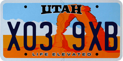 UT license plate X039XB