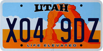 UT license plate X049DZ