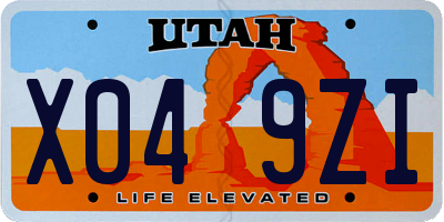 UT license plate X049ZI