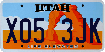 UT license plate X053JK