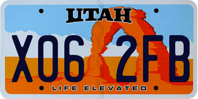 UT license plate X062FB