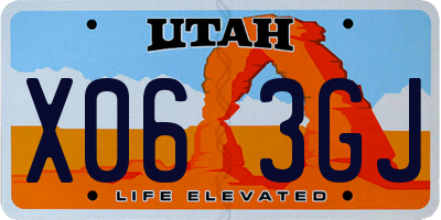 UT license plate X063GJ