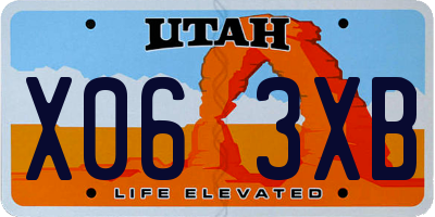 UT license plate X063XB