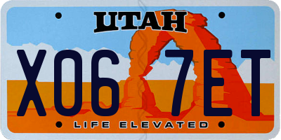 UT license plate X067ET