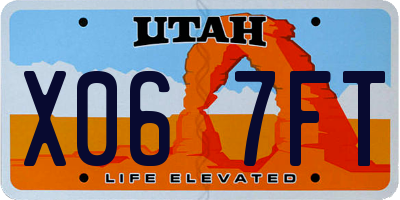 UT license plate X067FT