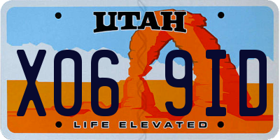 UT license plate X069ID