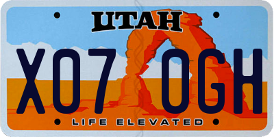 UT license plate X070GH