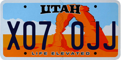 UT license plate X070JJ