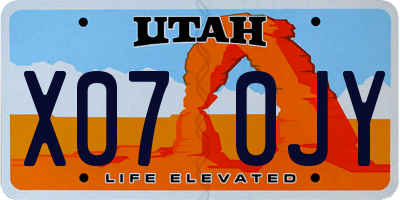 UT license plate X070JY