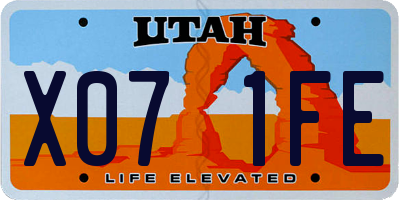 UT license plate X071FE