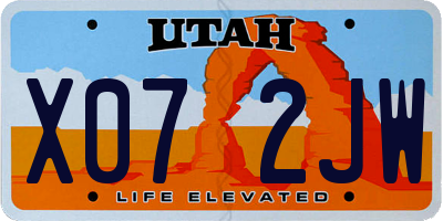 UT license plate X072JW
