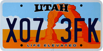 UT license plate X073FK