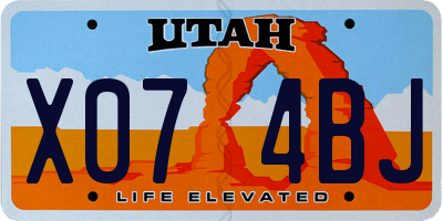 UT license plate X074BJ