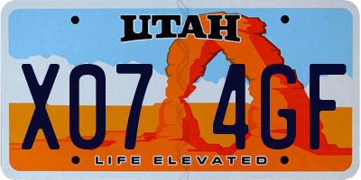 UT license plate X074GF