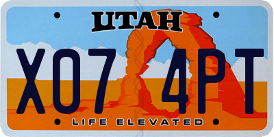 UT license plate X074PT