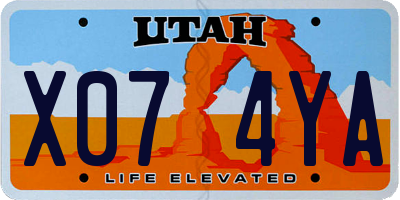UT license plate X074YA
