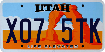 UT license plate X075TK