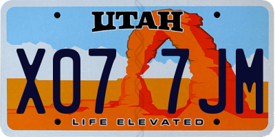 UT license plate X077JM