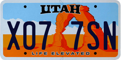 UT license plate X077SN