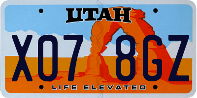 UT license plate X078GZ