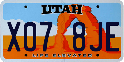 UT license plate X078JE