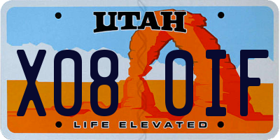 UT license plate X080IF