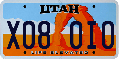 UT license plate X080IO