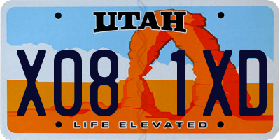 UT license plate X081XD