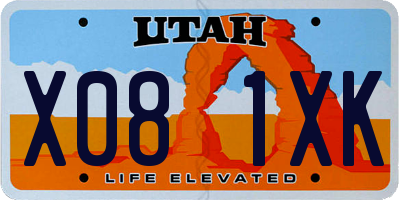 UT license plate X081XK