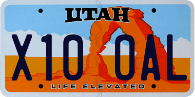 UT license plate X100AL