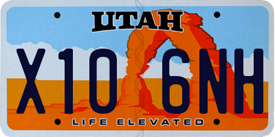 UT license plate X106NH