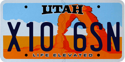 UT license plate X106SN