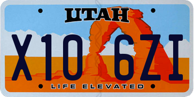 UT license plate X106ZI