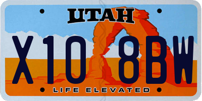 UT license plate X108BW