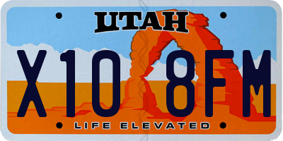 UT license plate X108FM