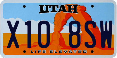 UT license plate X108SW