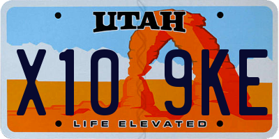UT license plate X109KE