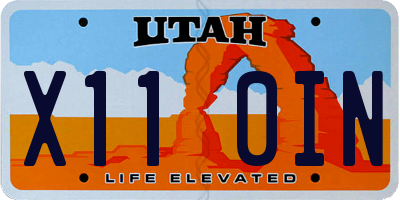 UT license plate X110IN