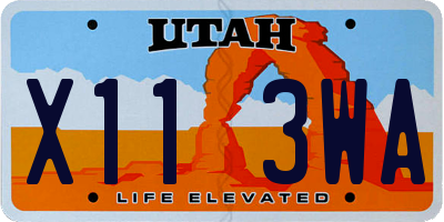UT license plate X113WA