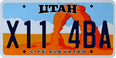 UT license plate X114BA