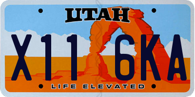 UT license plate X116KA