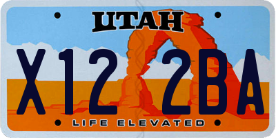 UT license plate X122BA