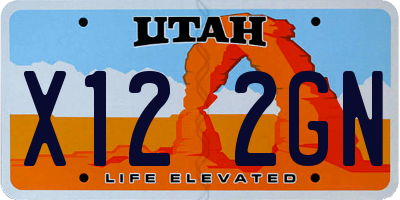 UT license plate X122GN