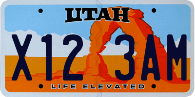 UT license plate X123AM