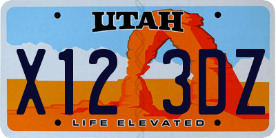 UT license plate X123DZ
