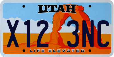 UT license plate X123NC